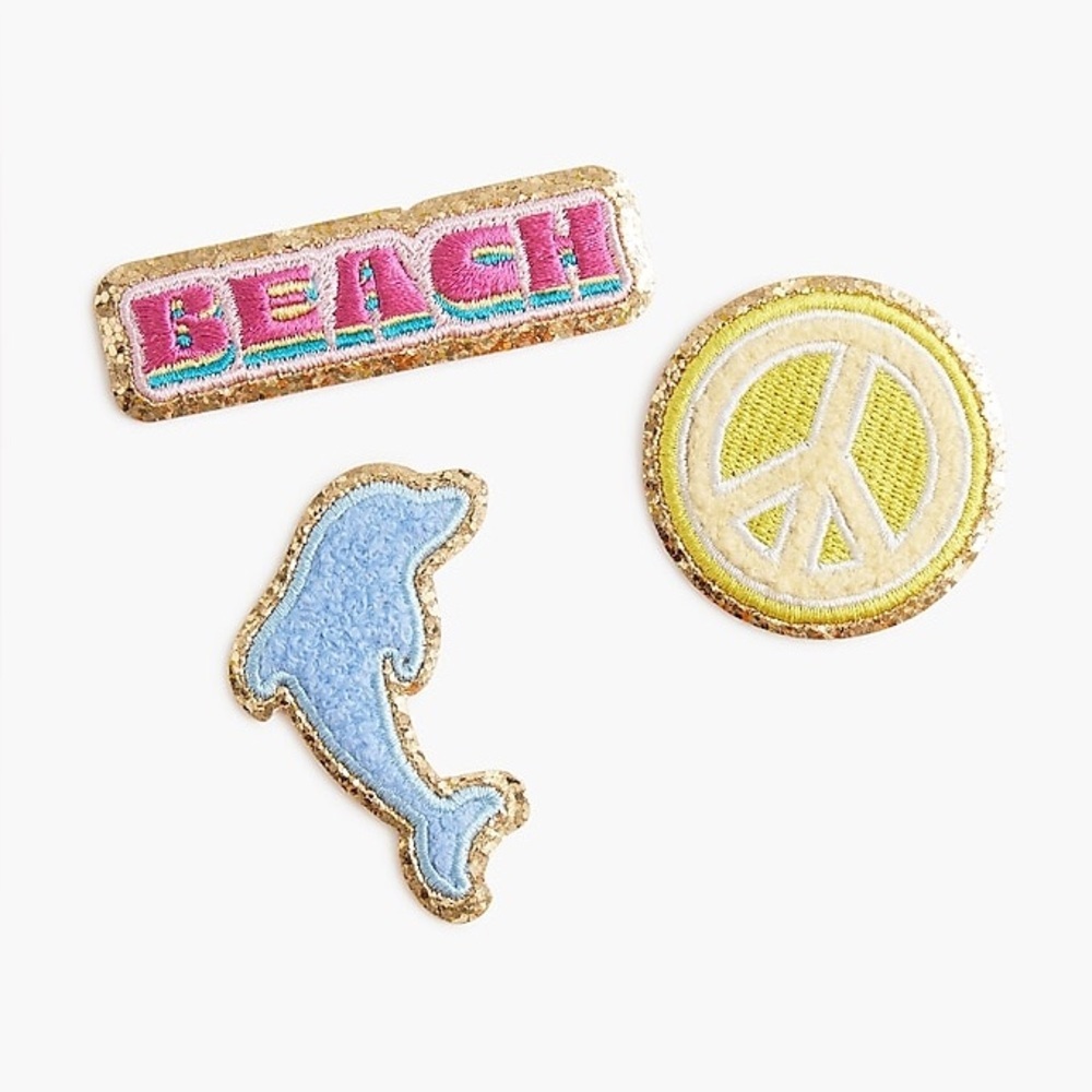 NWT CREWCUTS Summer Beach Dolphin Peace Stick-On Set of Three Patches